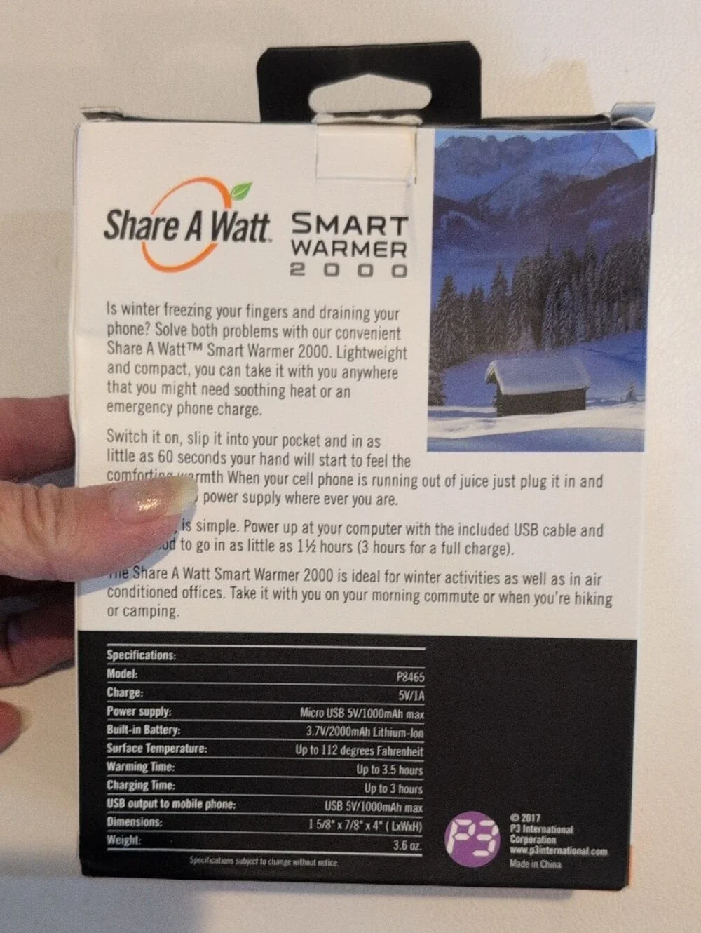 Smart Warmer 2000 Portable Hand Warmer & Charger - Silver